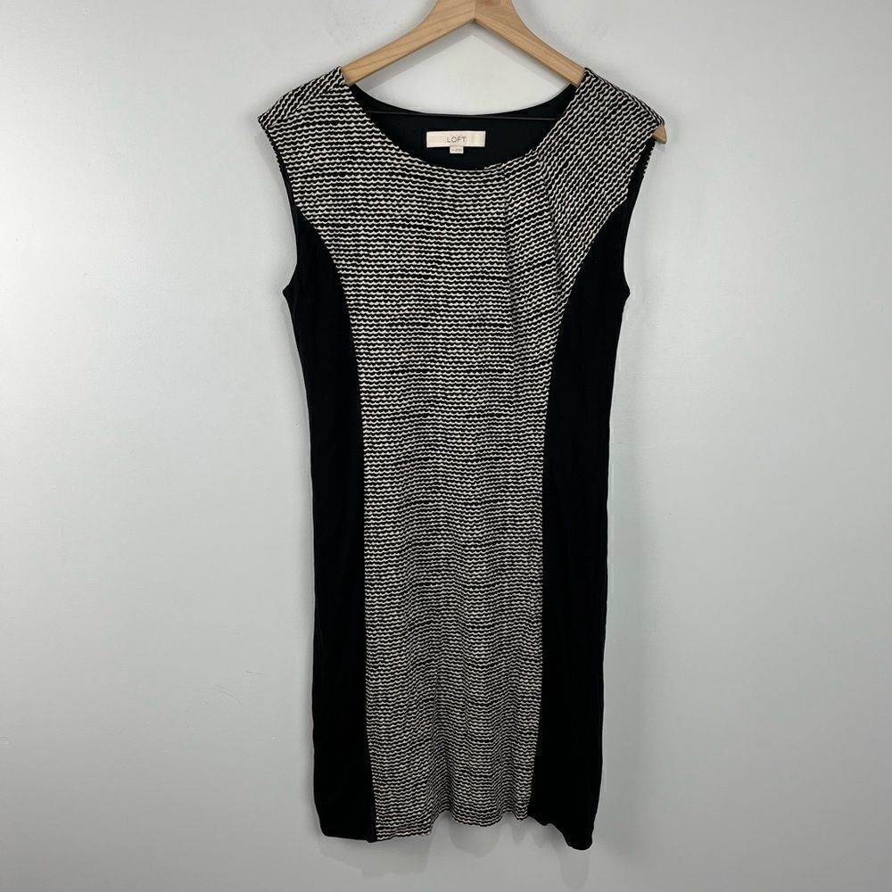 Loft Black and Tan Design Shift Dress M